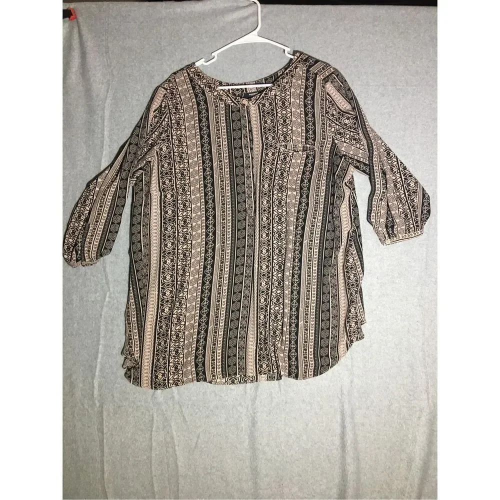 Womens Premise Studio Blouse Size 2X Aztec Pink Black Formal Business Cadual